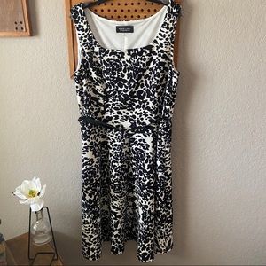 Black Label Evan-Picone Animal Print Belted Dress